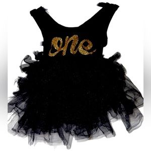 Mila & Rose Sleeveless Tank Black Leotard w/Attached Tutu Lined Size 18M
